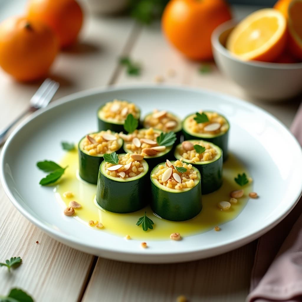 Rollos de Calabacín Rellenos de Quinoa y Zumo de Naranja: Receta Vegana y Vitamina C en Thermomix