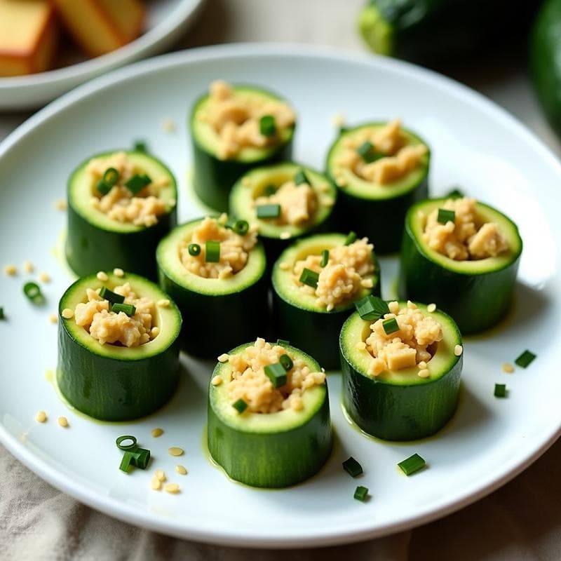 Rollos de Calabacín con Relleno de Tofu y Algas Dulse: Receta Vegana Sin Cocción