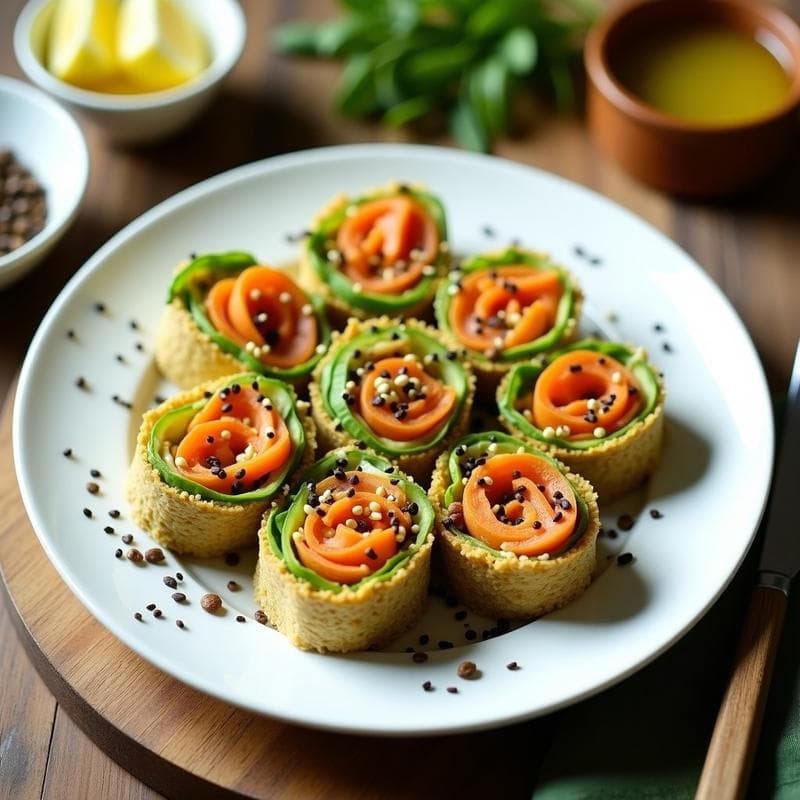 Rollos de Lino con Aguacate y Germinados: Aperitivo Crudivegano Alto en Fibra