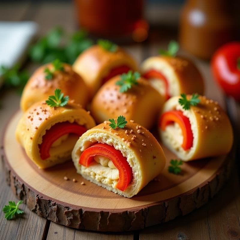 Rollos de Lino con Relleno de Hummus y Pimientos Asados: Aperitivo Crudivegano Sin Horno