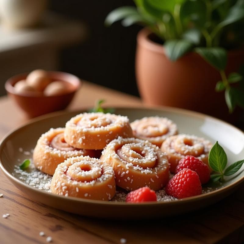 Rollos de Litchi y Rosa con Crema de Coco: Postre Chino Vegano y Sin Azúcar