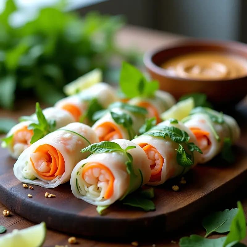 Rollos de Primavera Vietnamitas con Camarones y Vermicelli: Receta Fresca y Sin Fritura