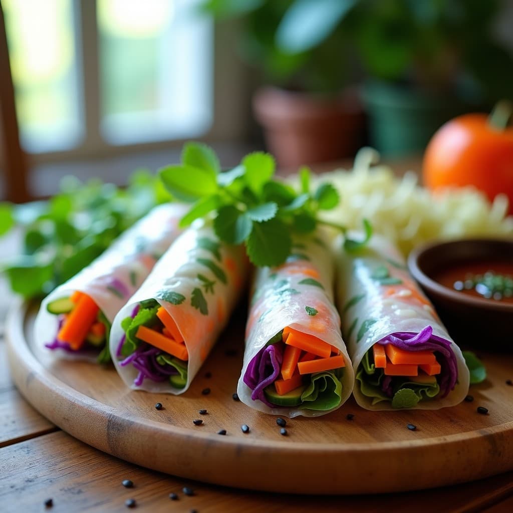 Rollos de Primavera de Col Morada y Zanahoria en Papel de Arroz: Receta Vegana y Crudivegana