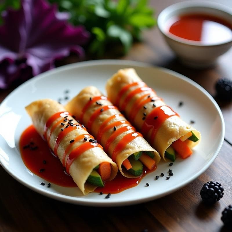 Rollos de Primavera de Col Morada y Zarzamora: Receta Vegana con Toque Coreano