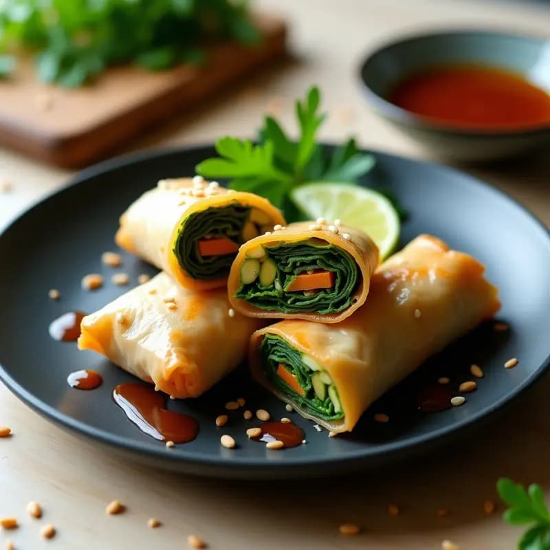 Rollos de Primavera Crujientes de Col Rizada y Aguacate: Receta Vegana en Airfryer