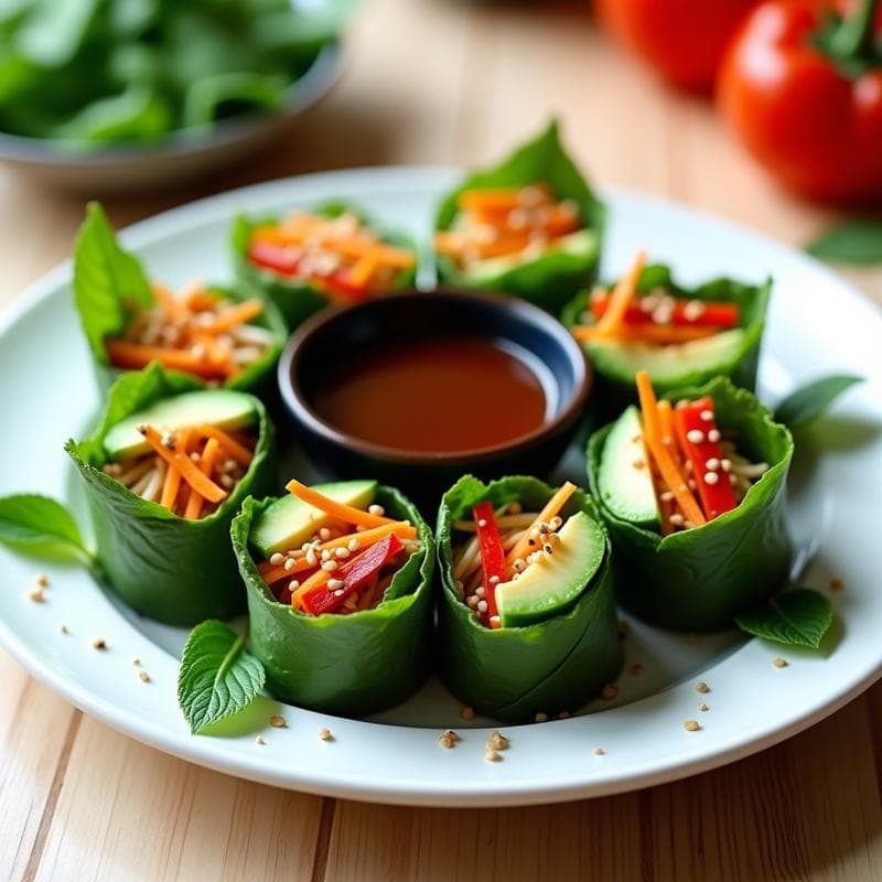 Rollos de Primavera de Col Rizada y Sésamo: Receta Crudivegana con Salsa Teriyaki