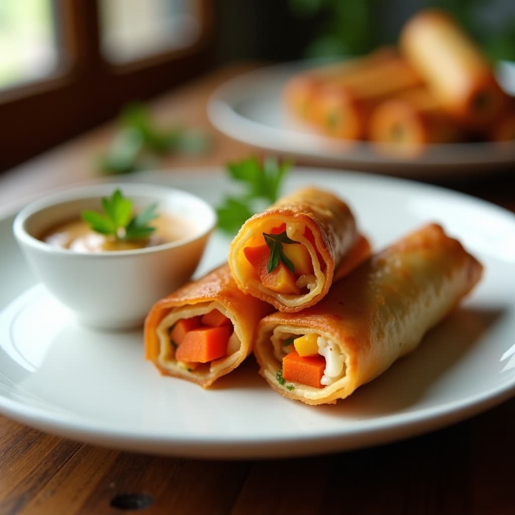 Rollos de Primavera de Coliflor y Zanahoria con Salsa de Cacahuete: Receta Vegana al Horno