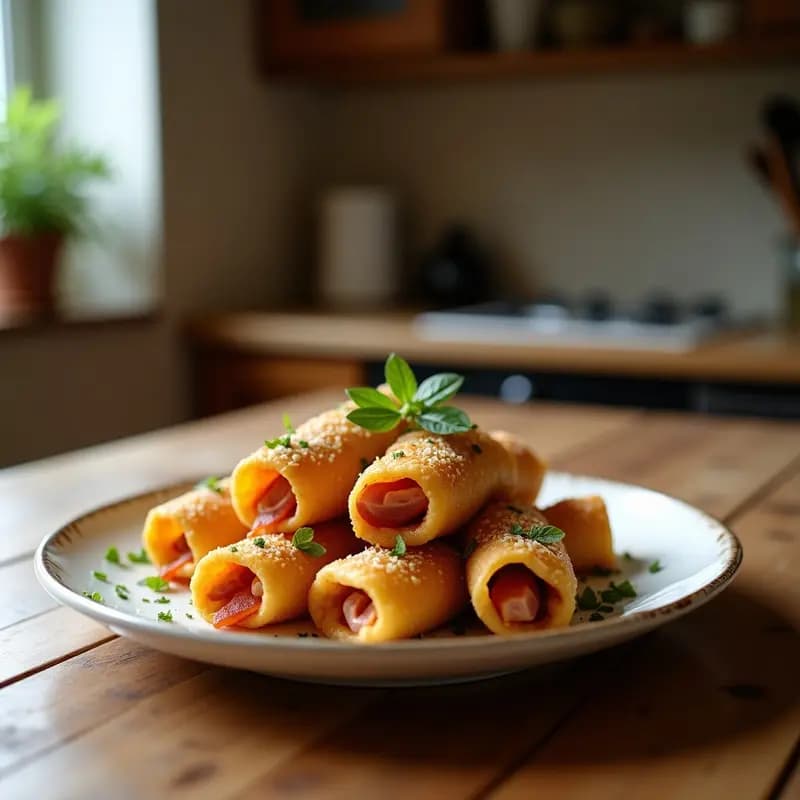 Rollos de Primavera Fritos Rellenos de Queso Creamy y Jamón York: Aperitivo Chino con Toque Español
