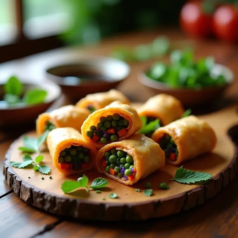Rollos de Primavera de Garbanzos Verdes y Zanahoria Morada: Aperitivo Vietnamita en Airfryer