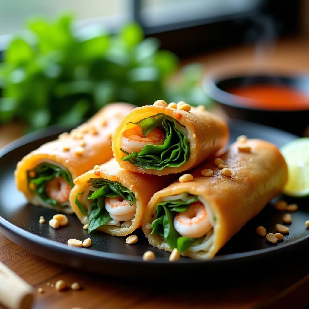 Rollos de Primavera de Papaya Verde y Camarones: Receta Tailandesa Crujiente en Airfryer