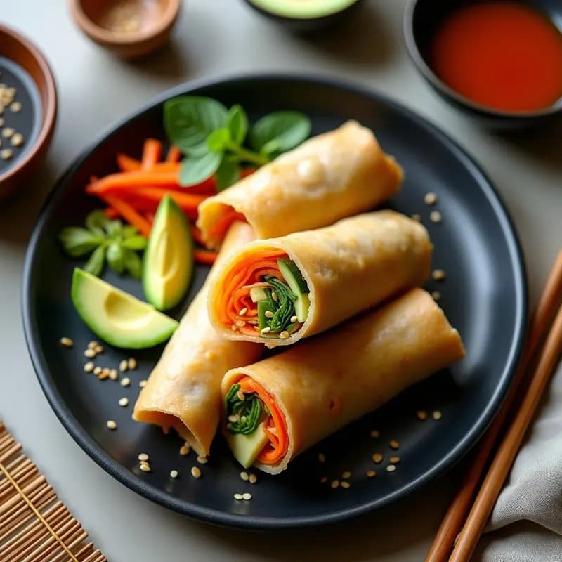 Rollos de Primavera de Soba y Aguacate con Salsa de Tamari y Jengibre: Receta Japonesa Sin Gluten