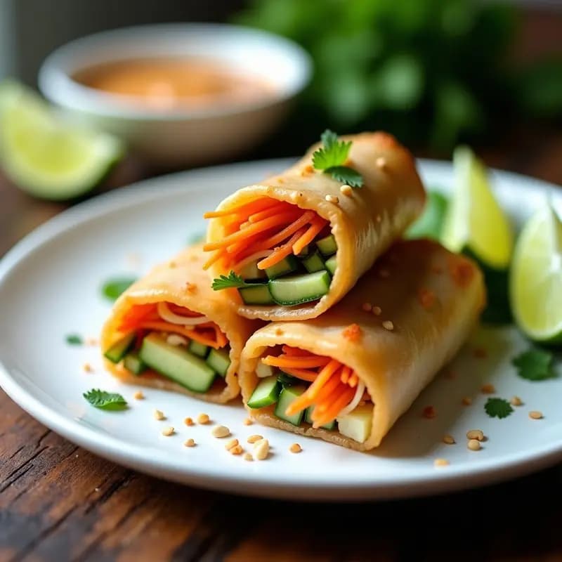 Rollos de Primavera Tailandeses con Tofu: Receta Crujiente en Airfryer con Salsa de Maní
