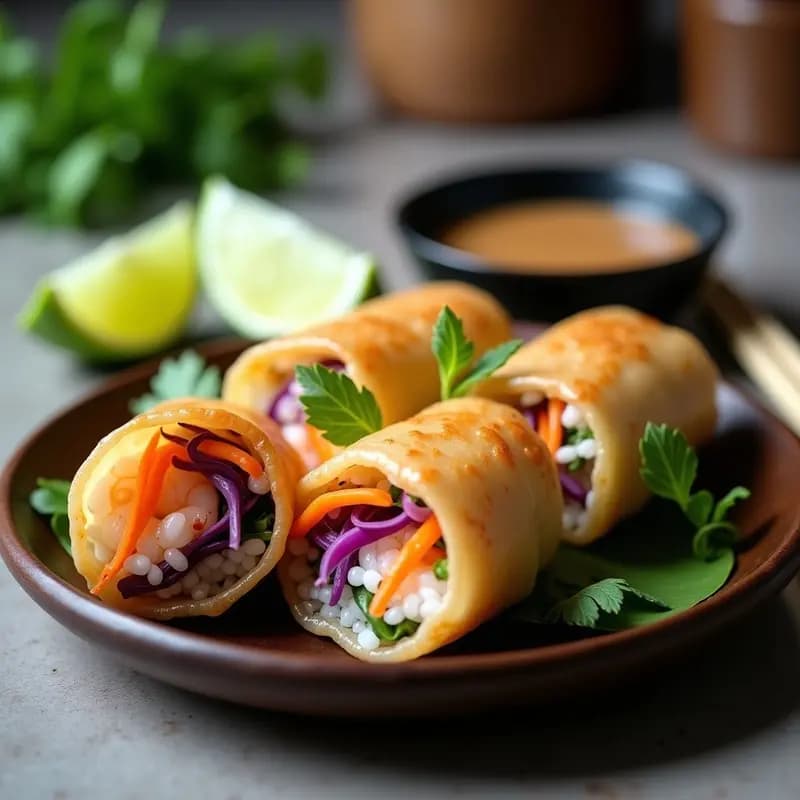 Rollos de Primavera Vietnamitas con Gambas y Hierbas Frescas: Receta Ligera y Crujiente