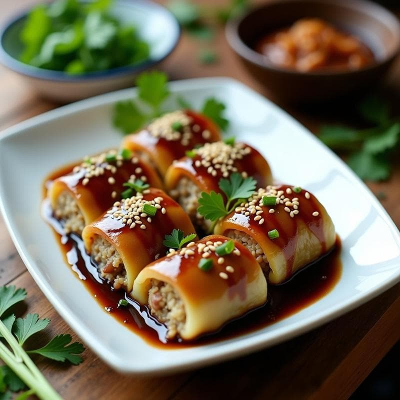 Rollos de Repollo con Arroz Salvaje y Hongos Shiitake: Receta Coreana en Olla Lenta