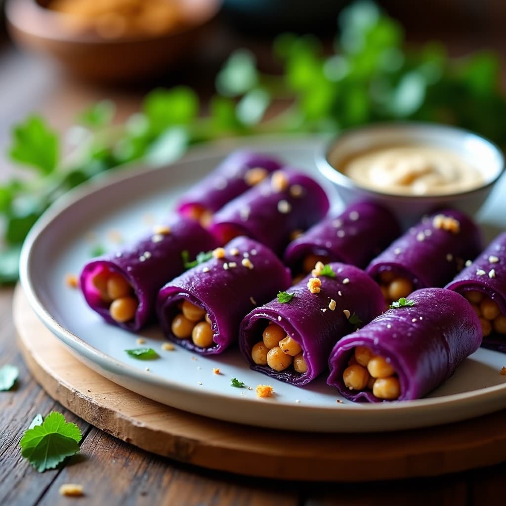 Rollos de Repollo Morado con Relleno de Garbanzos y Pasas: Receta Vegana en Airfryer