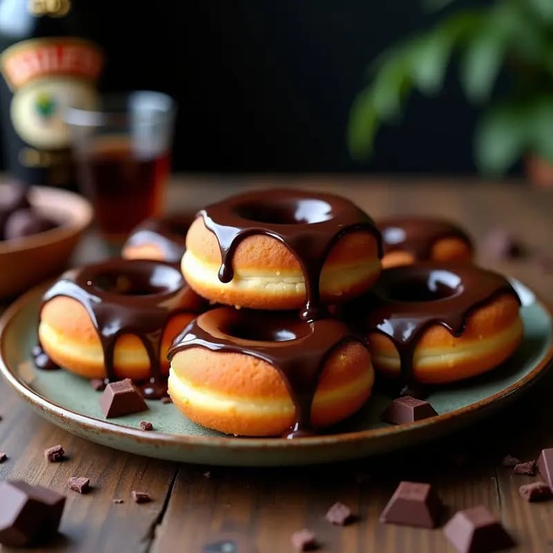 Rosquillas de Baileys con Glaseado de Chocolate: Postre Borracho para Adultos