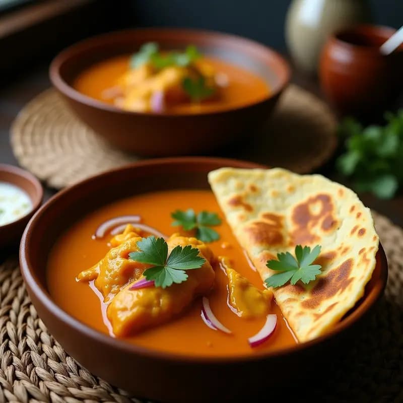 Roti Canai Malasio con Curry de Pollo: Pan Crujiente y Estofado Cremoso en 30 Minutos