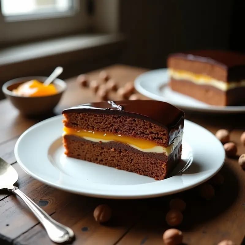 Torte de Sachert Austenaco con Mermelada de Albaricoque: Postre Clásico de Viena