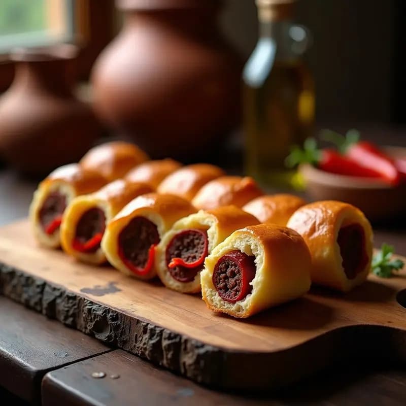 Sacromonte: Morcilla y Pimientos Secos en Rollito de Pan, Tapa Granadina Tradicional