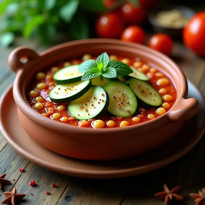 Salenj Bin Awa de Calabacín y Tomate: Receta Kurdish Vegana y Sin Aceite