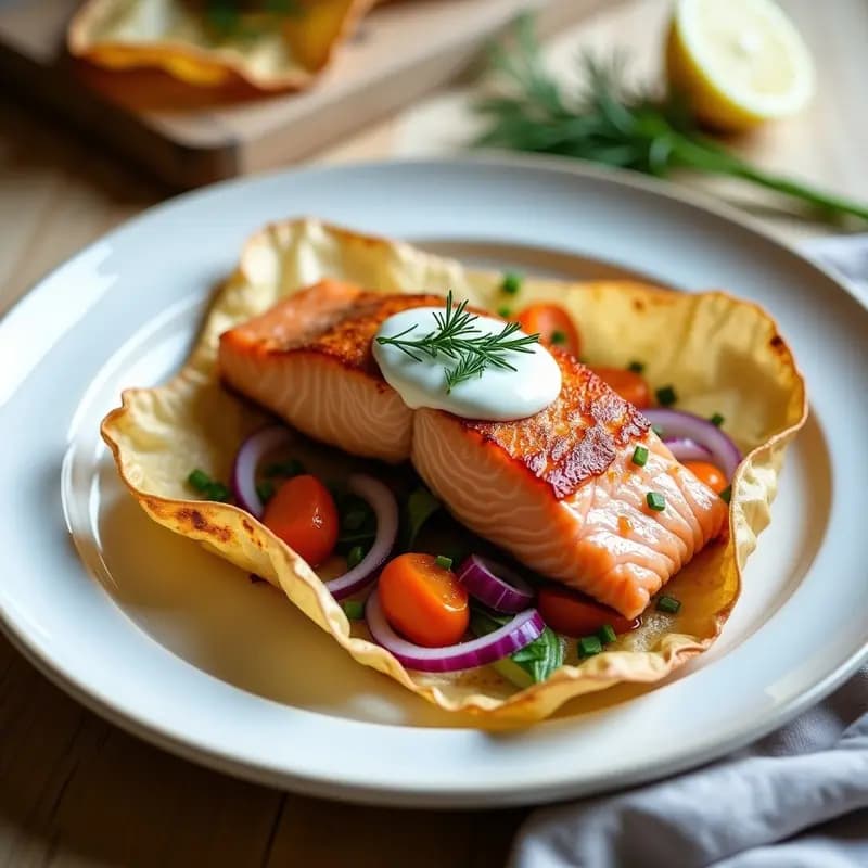 T Bernstein de Salmón al Estilo Noruego con Salsa de Eneldo: Receta en Papillote en 20 Minutos