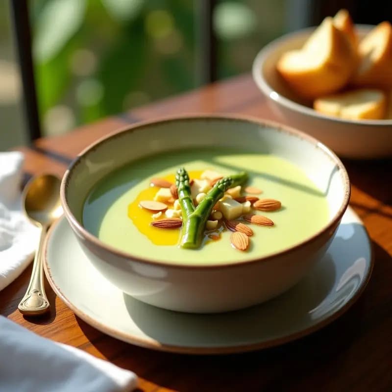 Salmorejo de Aguacate y Espárragos Blancos: Crema Fría Andaluza con Toque Verde
