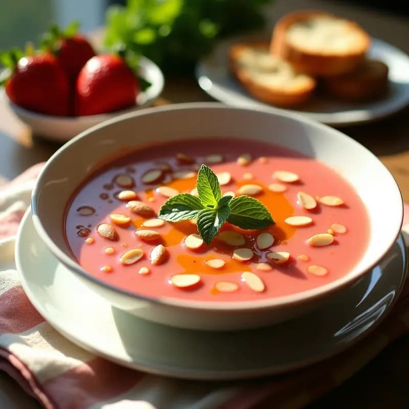 Salmorejo de Fresa y Tomate: Sopa Fría Andaluza Dulce y Ácida