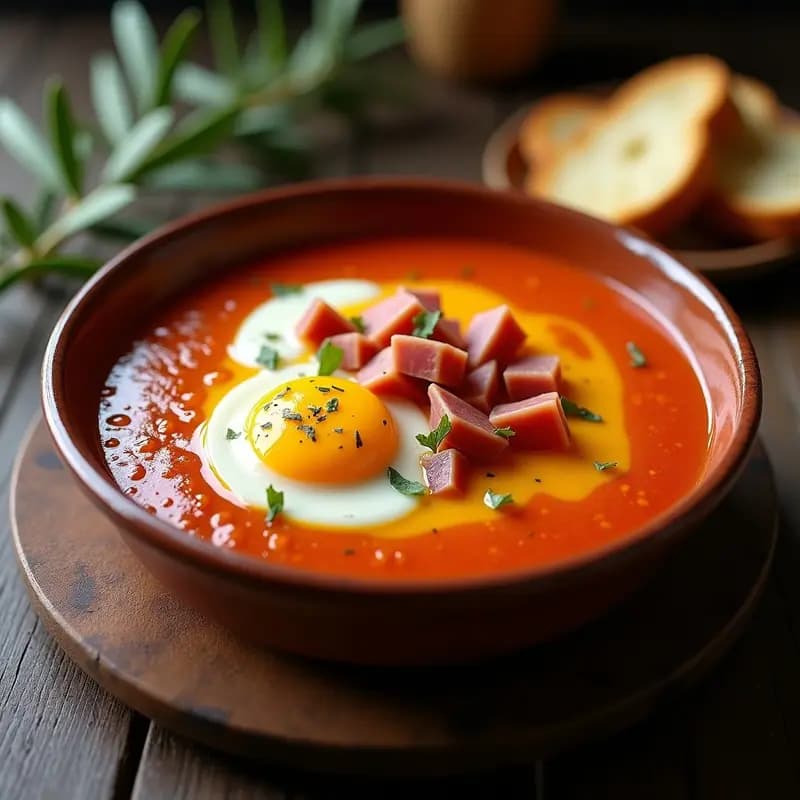 Tapa de Salmorejo con Jamón Serrano y Huevo Duro: Receta Cordobesa Auténtica