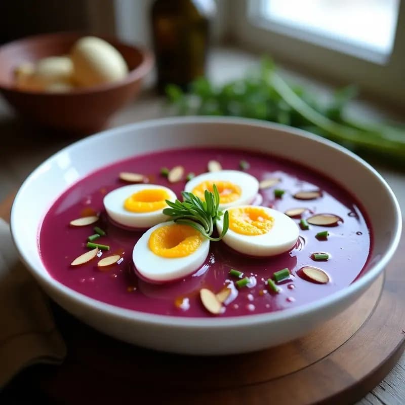 Salmorejo de Remolacha con Huevo de Codorniz: Receta Española Fría y Sorprendente