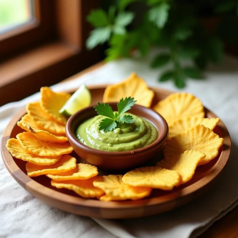 Salsa de Aguacate y Cilantro con Chips de Yuca: Receta Caribeña Sin Gluten