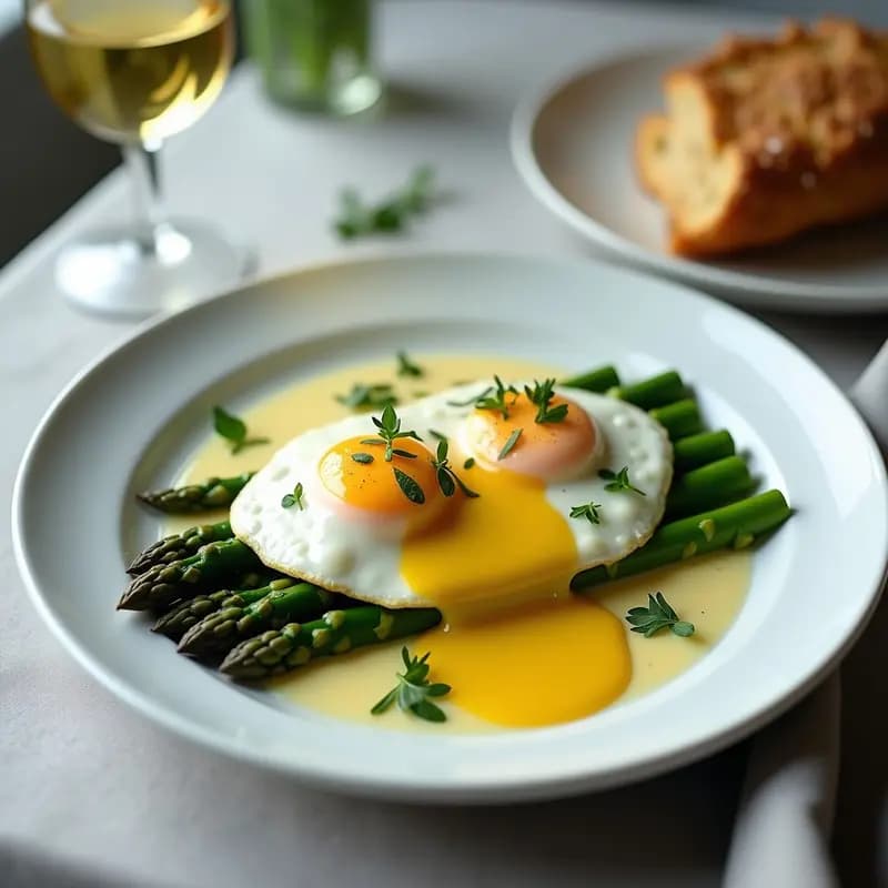 S armouré Béarnaise con Espárragos y Huevos Poché: Receta Francesa Clásica en 25 Minutos