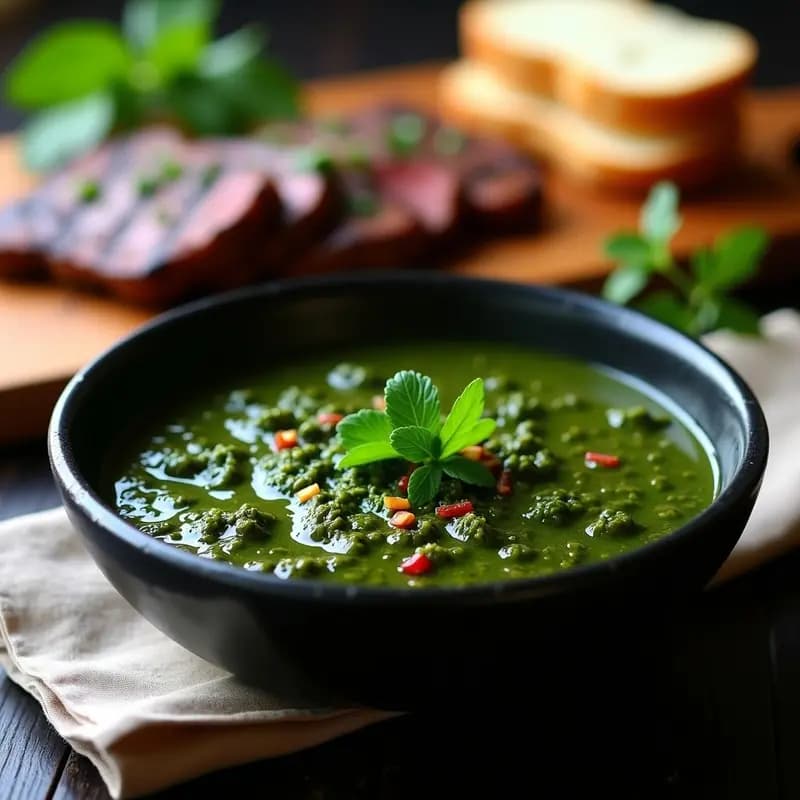 Salsa de Chimichurri con Hierbas Frescas y Vinagre de Vino: Receta Argentina para Carnes