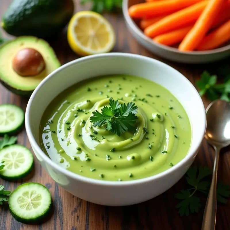 Salsa Green Goddess de Aguacate y Hierbas: Aderezo Americano Vegano y Detox