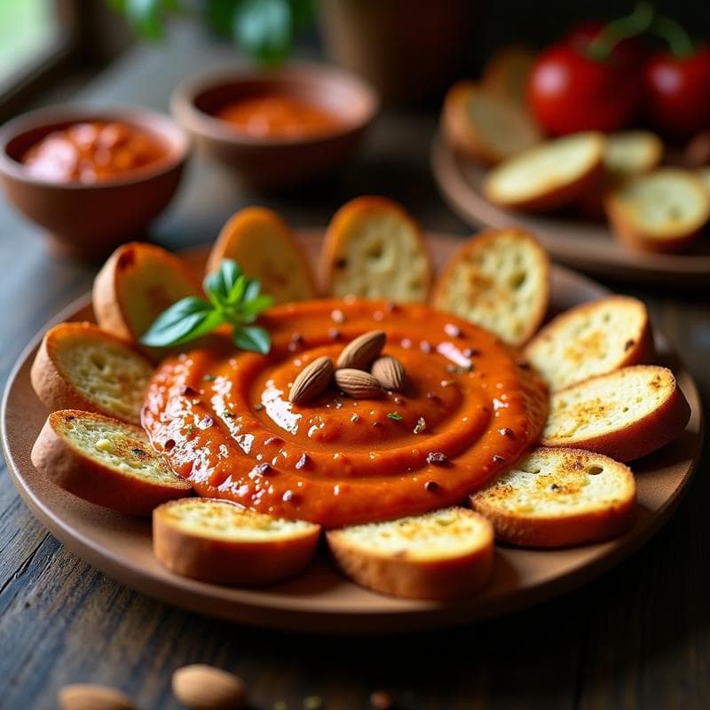 Salsa Romesco Auténtica: Receta Tradicional con Tostadas de Pan Rústico en 15 Minutos