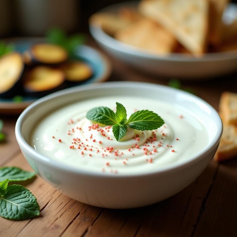 Salsa de Yogur Griego con Menta y Pimienta Rosa: Aderezo para Gyros Vegano
