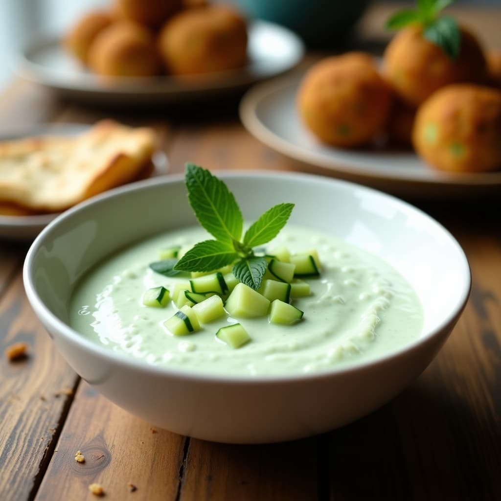 Salsa de Yogur y Hierbabuena con Pepino para Falafel: Receta Vegana y Sin Lácteos en 5 Minutos