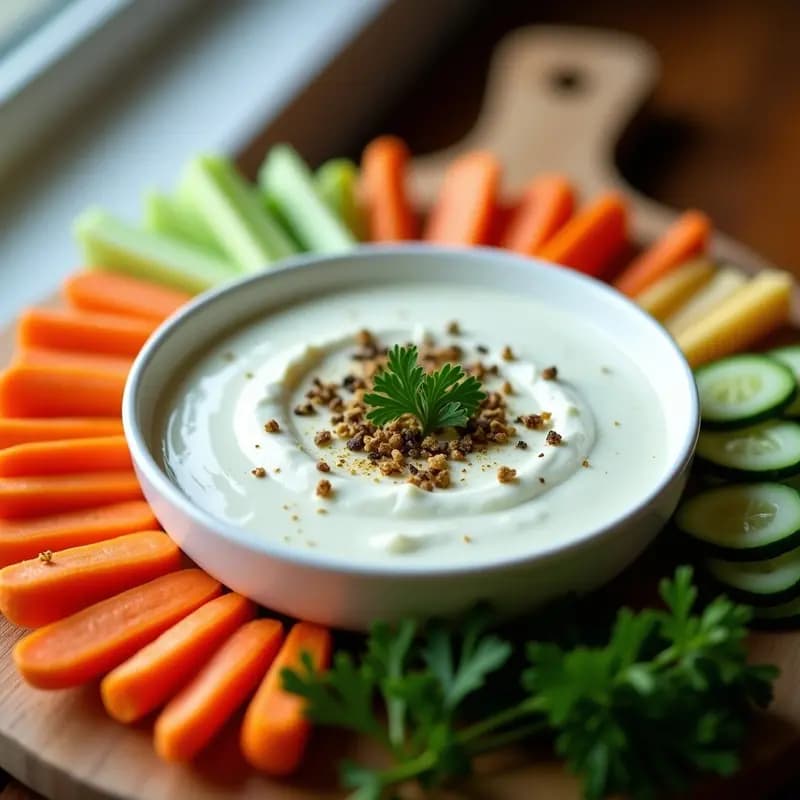 Salsa de Yogur con Hierbas Provenzales y Ajo Negro: Aperitivo Francés Sin Lácteos en 5 Minutos