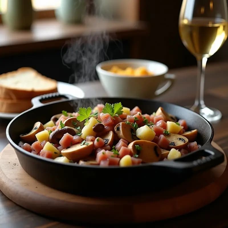 Salteado de Setas con Jamón y Ajo: Tapa Caliente Rápida y Sabrosa