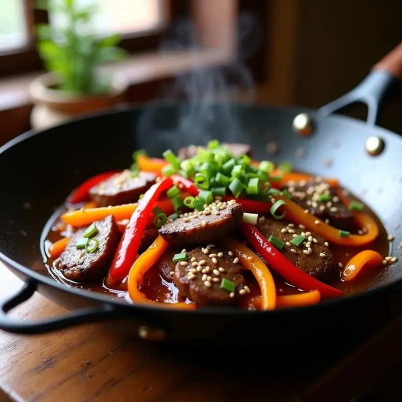 Salteado de Ternera con Pimientos y Ostras: Receta China de Wok con Toque Umami