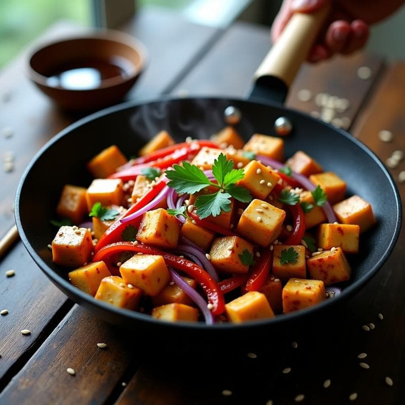 Salteado de Tofu y Brotes de Bambú con Salsa de Tamari: Receta China Vegana y Keto