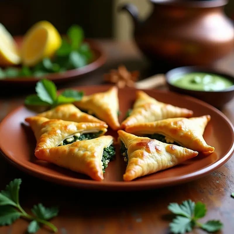 Samangs de Espinacas y Queso Paneer: Receta India Vegetariana en Tawa