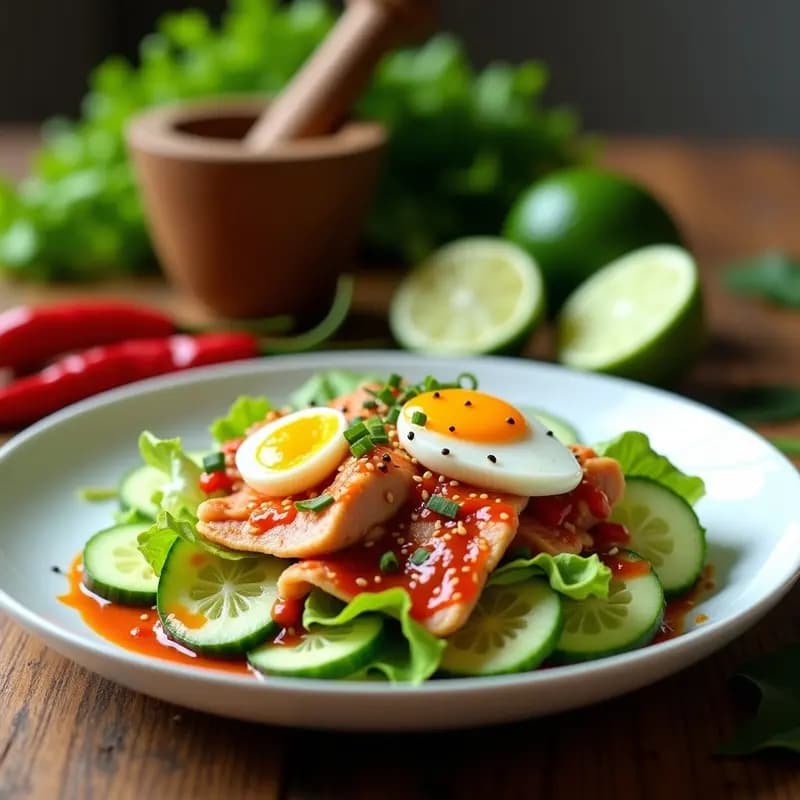 Sambal Matah Indonecio con Atún y Huevo: Ensalada Picante y Refrescante
