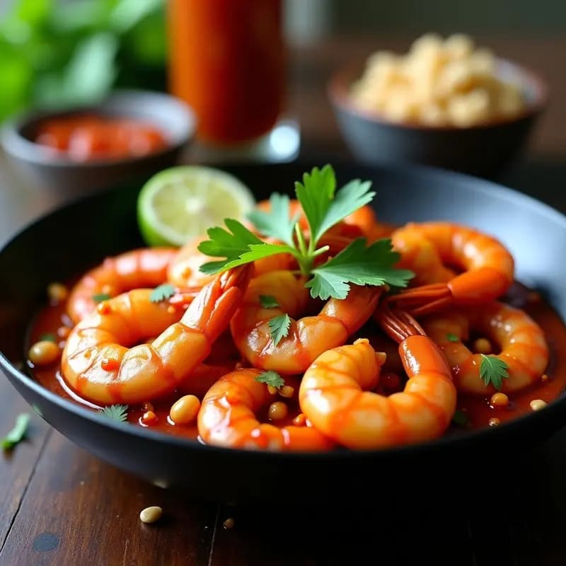 Sambal Udang: Gambas al Ají Indonecio con Salsa de Tamarindo