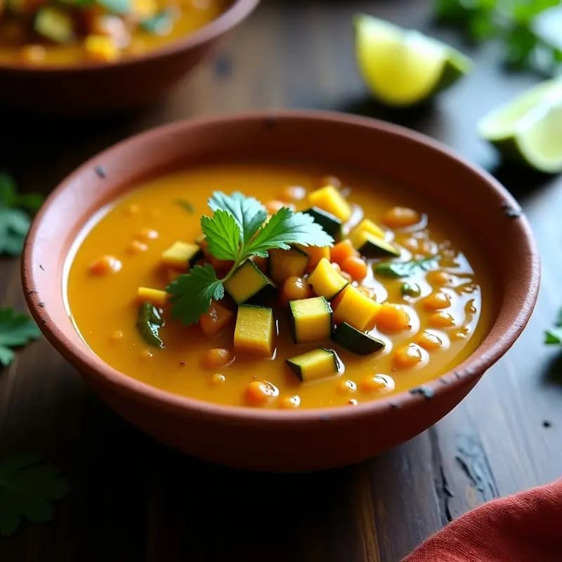 Sambar de Lentejas y Calabacín: Receta India Vegana con Toque de Tamarindo