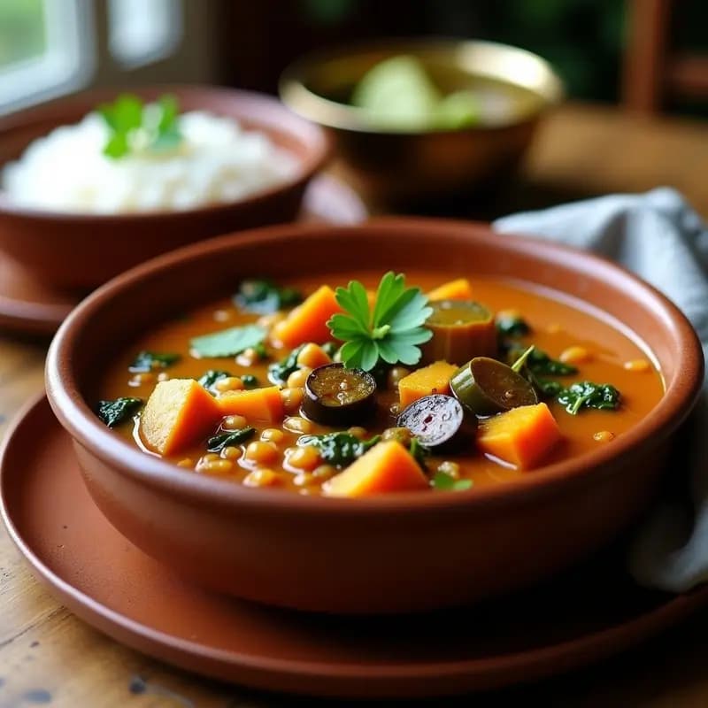 Sambar de Lentejas Rojas y Vegetales: Estofado Indio Vegano y Picante en Olla Lenta