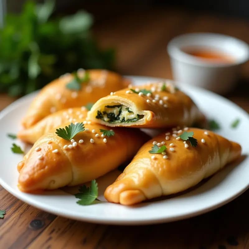 Sambousek de Espinacas y Queso Akkawi: Empanadillas Árabes Fritas con Masa de Harina Integral