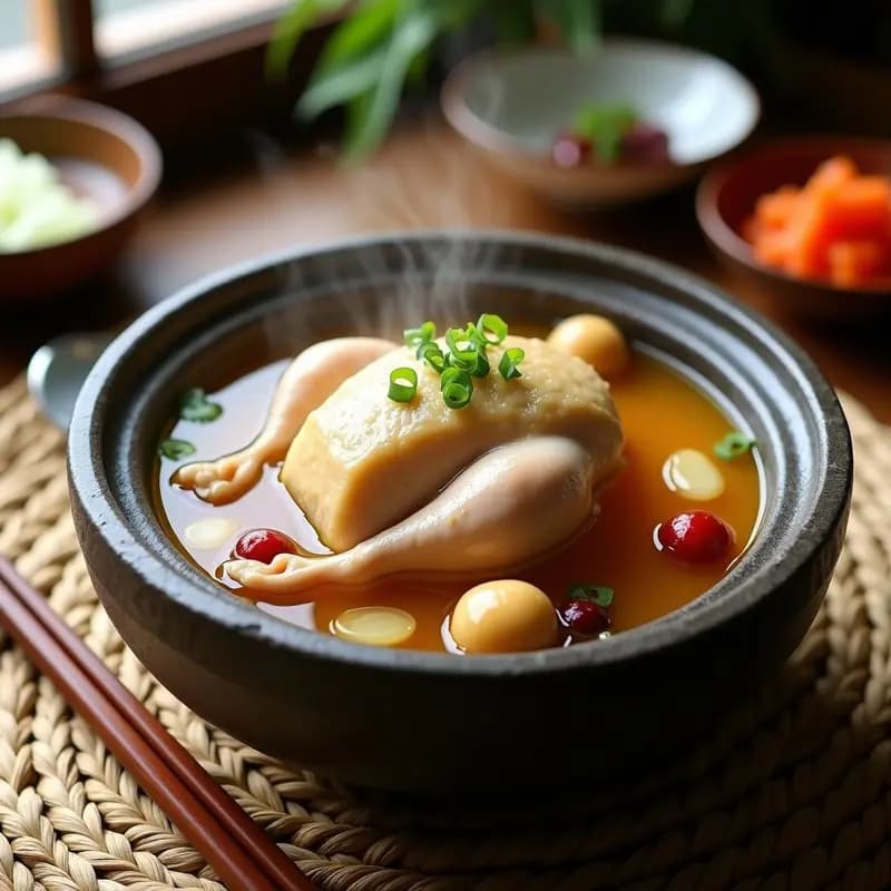 Samgyetang Surcoreano: Sopa de Pollo y Ginseng en Olla de Piedra para Energía