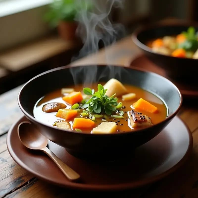 Samgyetang Coreano Vegano: Sopa de Ginseng con Calabaza y Seitan