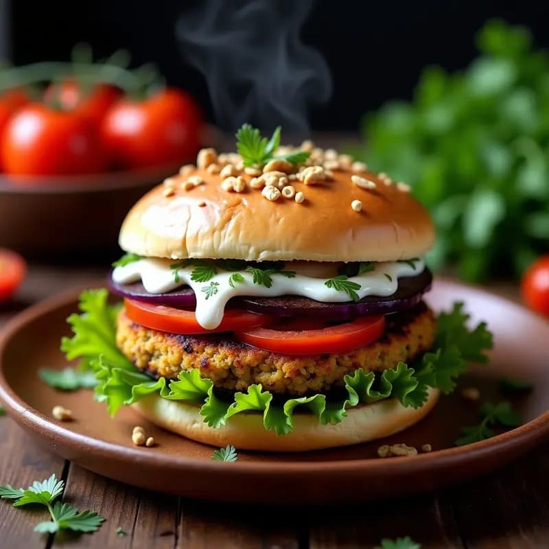 Sami Kebab de Berenjena y Nueces: Hamburguesa Georgiana Vegana