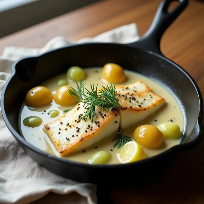 Samla de Pescado Sueco con Salsa de Eneldo y Patatas: Receta Nórdica en Sartén